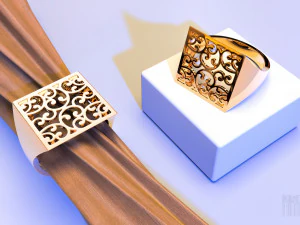 무늬가 있는 금반지 3D 프린트 모델