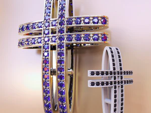 golden cross with stones 3D Print Model