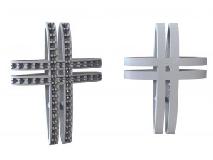 golden cross with stones 3D Print Model