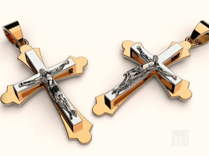 golden cross with jesus 3D प्रिंट मॉडल