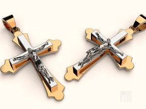 cruz dourada com jesus Modelo de Impressão 3D