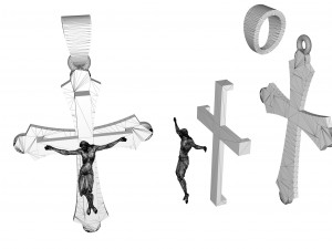 golden cross with jesus 3D Print Model