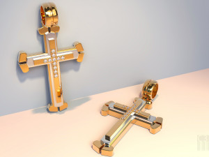 gold cross with stones 3D Print Model
