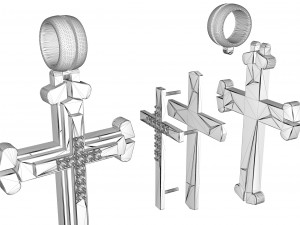 gold cross with stones 3D 프린트 모델