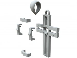 cross with big stone 3D Print Model