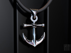 gold anchor pendant Model Cetak 3D