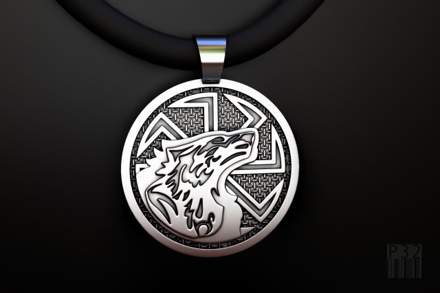 talisman kolovrat pendant with wolf 3D प्रिंट मॉडल .c4d .max .obj .3ds .fbx .stl .blend 
