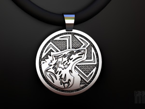talisman kolovrat pendant with wolf 3D Print Model