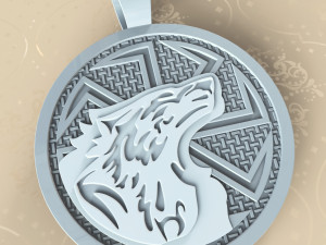 talisman kolovrat pendant with wolf 3D प्रिंट मॉडल