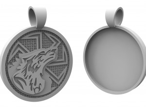 talisman kolovrat pendant with wolf 3D प्रिंट मॉडल