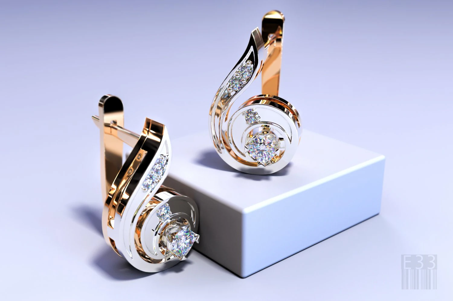 gold note earrings 3D Print Model .c4d .max .obj .3ds .fbx .stl .blend 