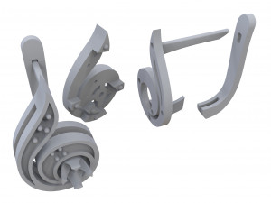 gold note earrings Model Cetak 3D