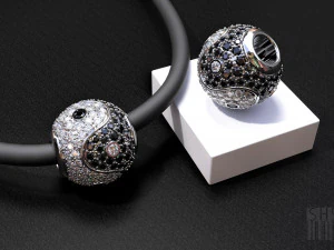 다이아몬드로 만든 음양 부적 3D 프린트 모델