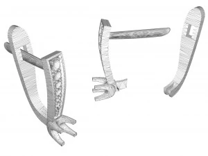 gold earrings with diamonds 3D Print Model