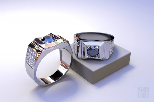 men ring with stones 3D 打印模型 .c4d .max .obj .3ds .fbx .stl .blend 