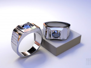 men ring with stones 3D Print Model