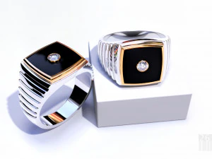 stylish gold ring with diamond 3D Print Model