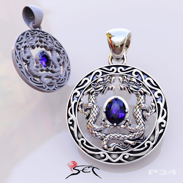 dragon pendant with stone Modelo de Impressão 3D .c4d .max .obj .3ds .fbx .stl .blend 