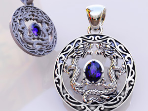 dragon pendant with stone Modèles 3D en vedette