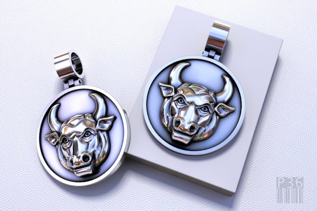 pendant bull taurus 3Dプリントモデル .c4d .max .obj .3ds .fbx .stl .blend 