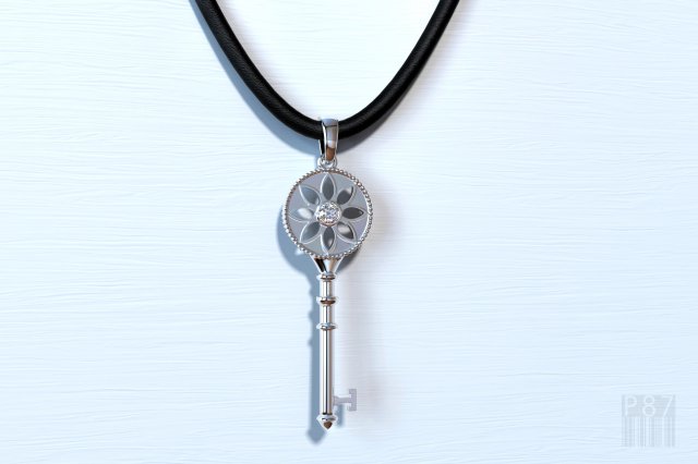 pendant key with diamond flower for 3d printing and cnc 3D प्रिंट मॉडल .c4d .max .obj .3ds .fbx .stl .blend 
