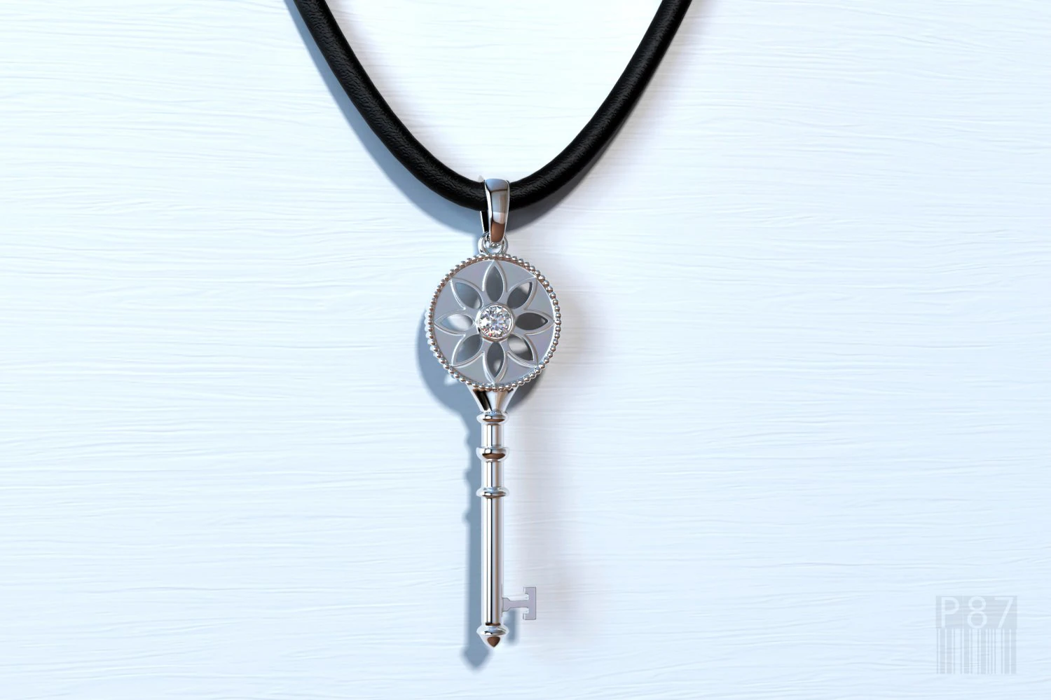 pendant key with diamond flower for 3d printing and cnc 3D Print Model .c4d .max .obj .3ds .fbx .stl .blend