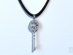 pendant key with diamond flower for 3d printing and cnc 3Dプリントモデル