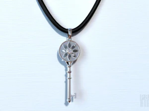 chave pendente com flor de diamante para impress&atilde;o 3d e cnc Modelo de Impressão 3D