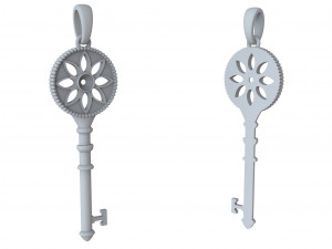 pendant key with diamond flower for 3d printing and cnc 3D प्रिंट मॉडल