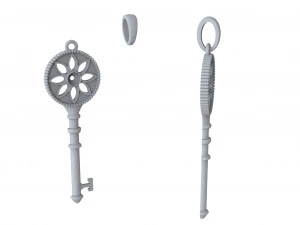 pendant key with diamond flower for 3d printing and cnc 3D Print Model