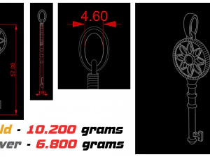 pendant key with diamond flower for 3d printing and cnc 3D Print Model