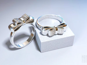 anel arco com diamantes em ouro branco para impress&atilde;o 3d e cnc Modelo de Impressão 3D