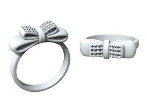 bow ring with diamonds in white gold for 3d printing and cnc 3D Print Model