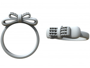 bow ring with diamonds in white gold for 3d printing and cnc 3D Print Model