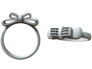 bow ring with diamonds in white gold for 3d printing and cnc 3D Print Model