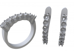 set of earrings and ring with diamonds Modello di stampa 3D