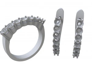 set of earrings and ring with diamonds 3D Print Model