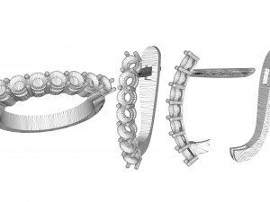 set of earrings and ring with diamonds Modello di stampa 3D