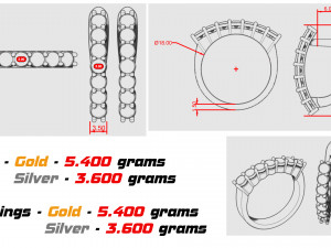 set of earrings and ring with diamonds Modello di stampa 3D