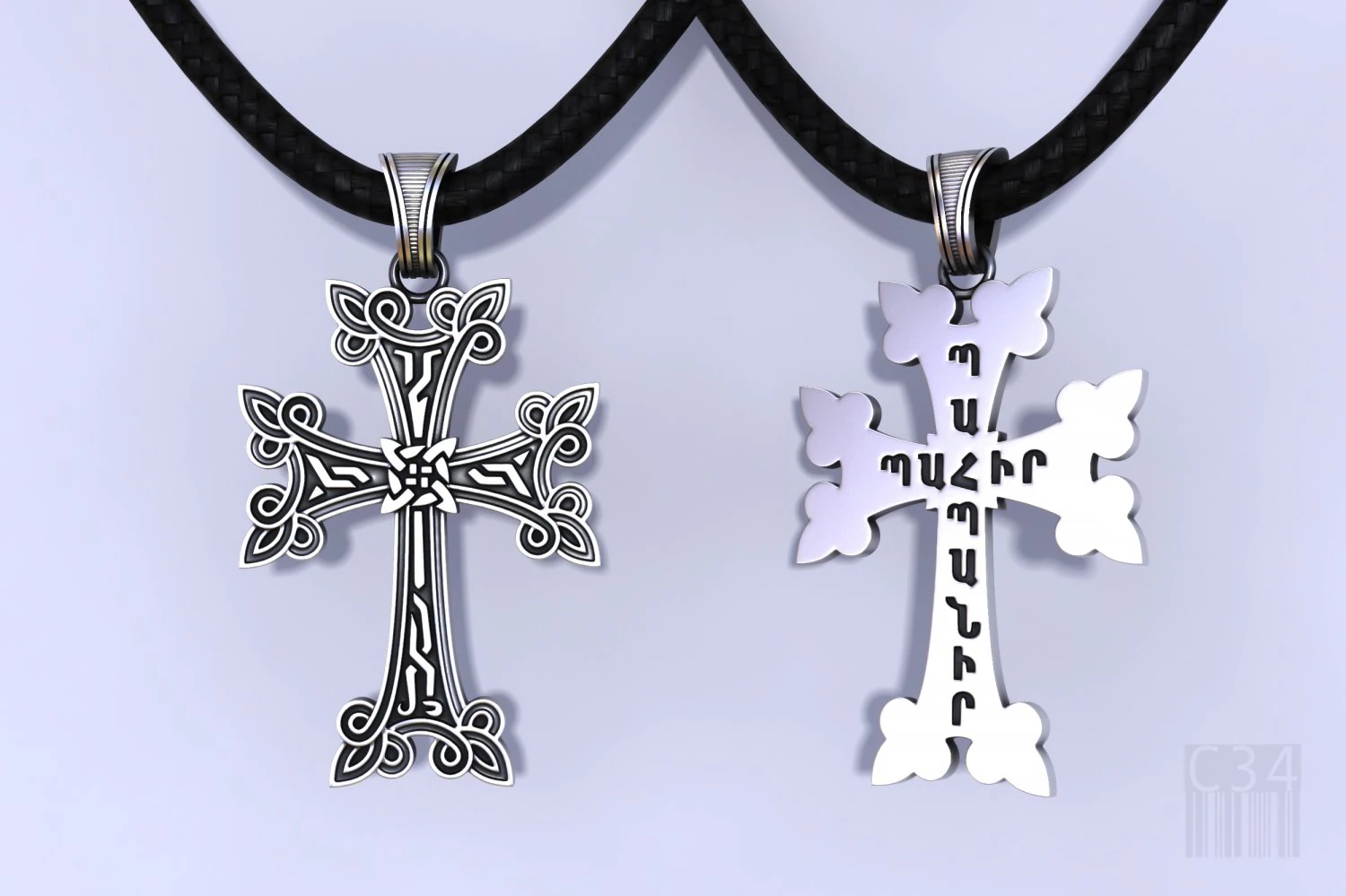 khachkar armenian cross with patterns 3D Print Model .c4d .max .obj .3ds .fbx .stl .blend 