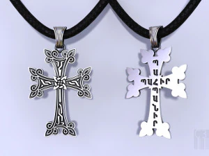 khachkar armenian cross with patterns 3D Print Model
