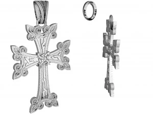 khachkar armenian cross with patterns 3D Print Model