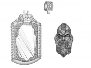 pendentif en argent dieu odin Modèles 3D en vedette