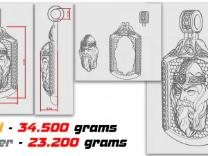 pendentif en argent dieu odin Modèles 3D en vedette