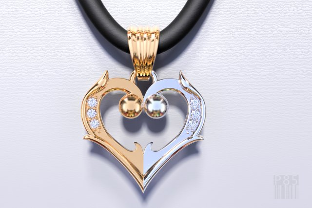 heart pendant with diamonds Modelo de impresión 3D .c4d .max .obj .3ds .fbx .stl .blend 