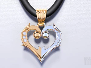 heart pendant with diamonds 3D Print Model