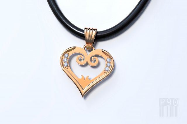 heart pendant with diamonds 3D प्रिंट मॉडल .c4d .max .obj .3ds .fbx .stl .blend