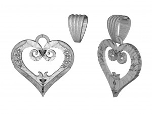 heart pendant with diamonds 3D प्रिंट मॉडल