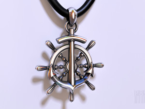 pendant steering wheel with anchor Model do druku 3D