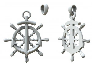 pendant steering wheel with anchor 3D Print Model